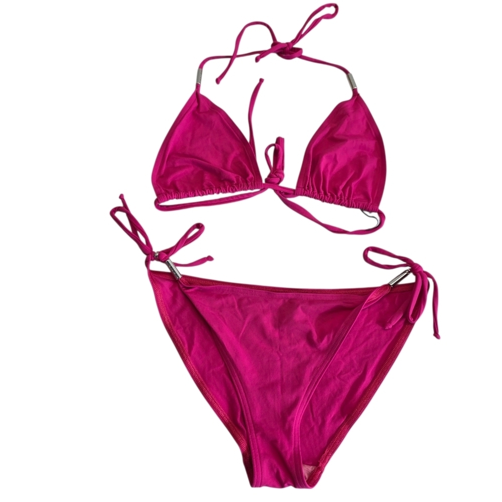 SHAN triangle two piece hot pink bikini set